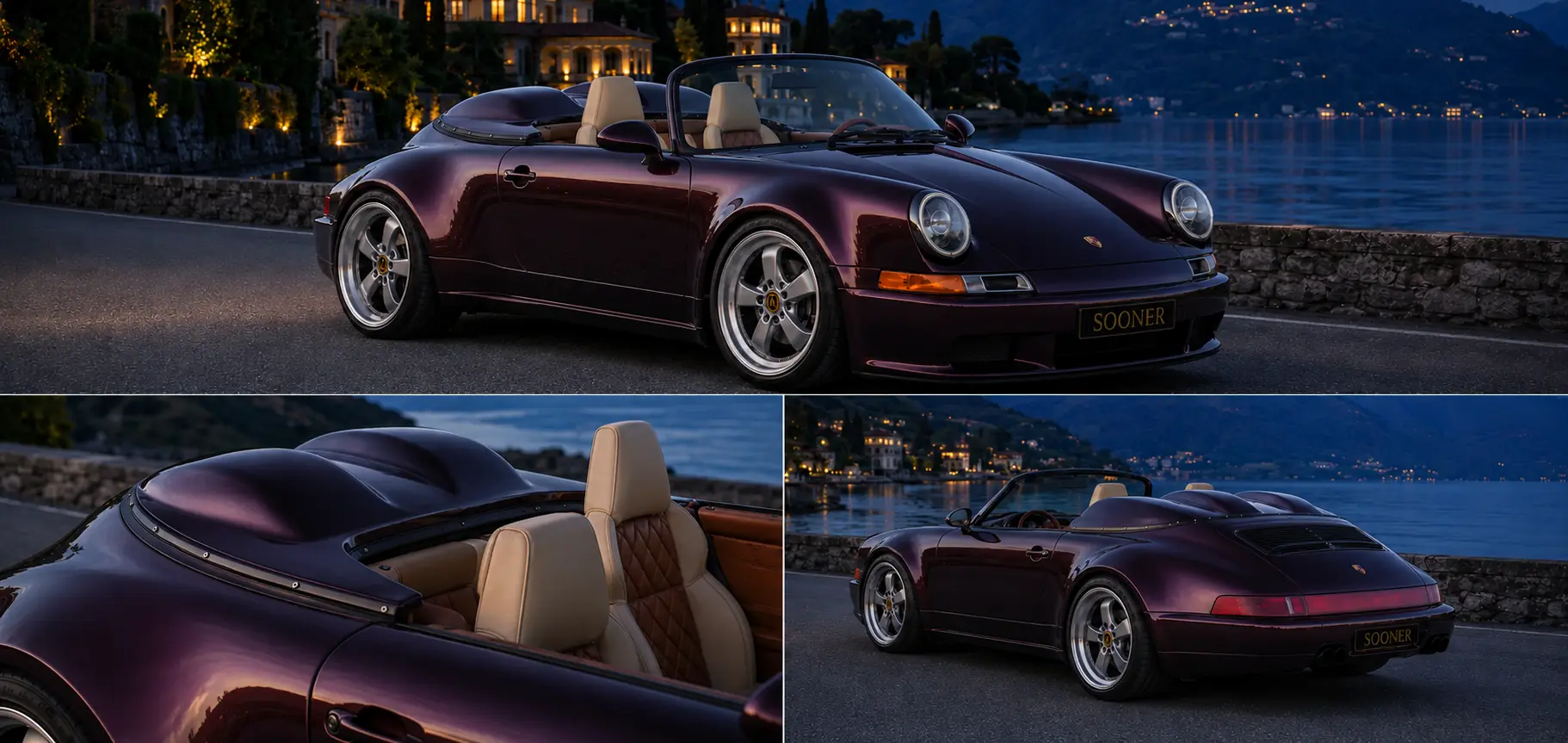 Aubergine Sooner Cabriolet with fitted Speedster-style twin-hump tonneau