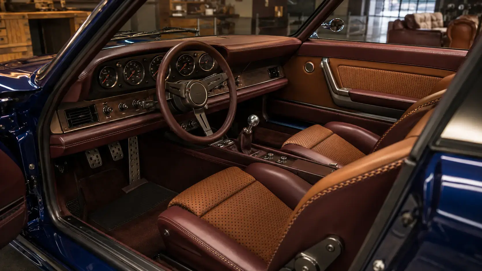Oxblood and saddle two-tone Sooner interior study