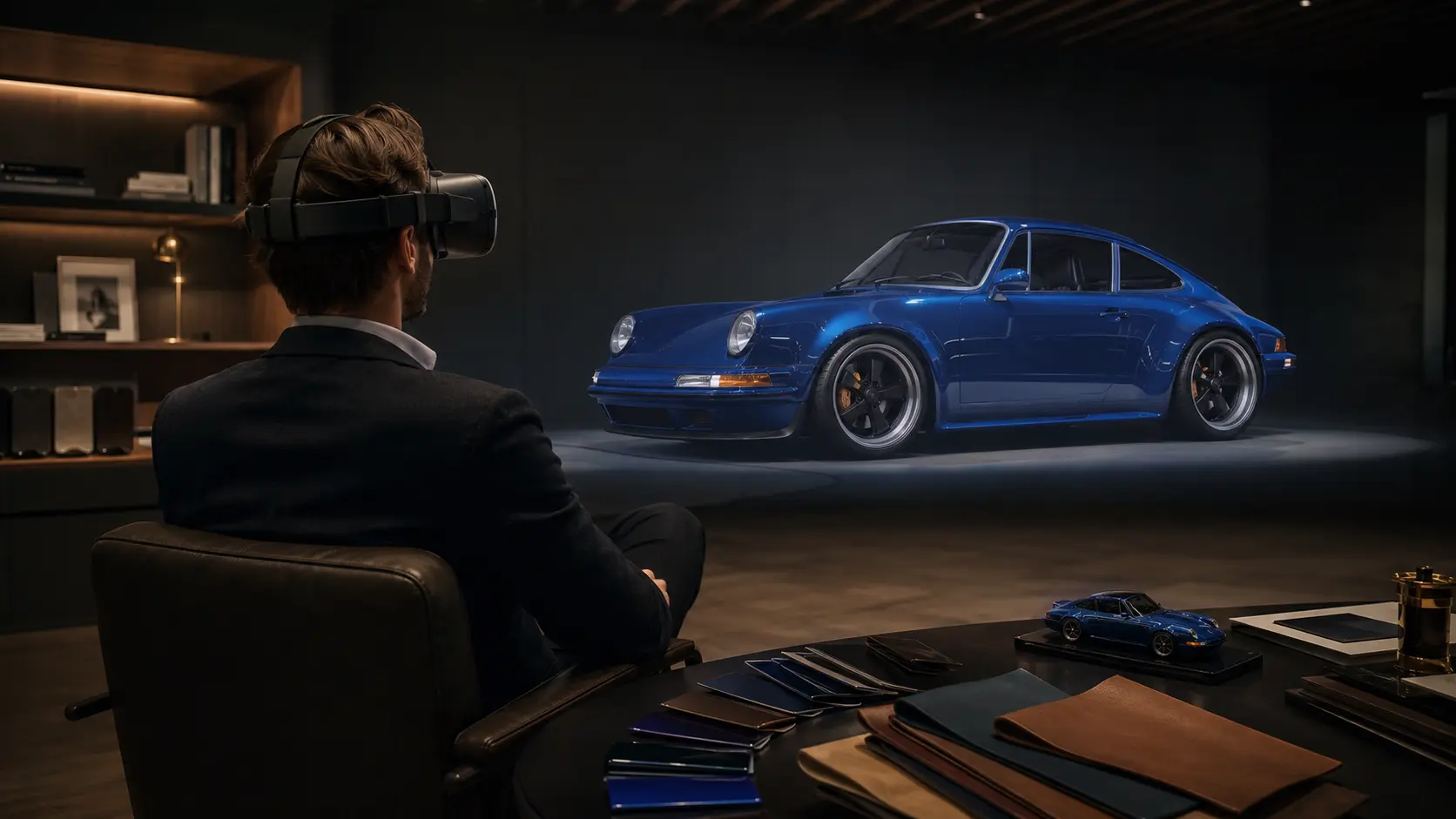 Client reviewing a personal Sooner commission in an immersive environment